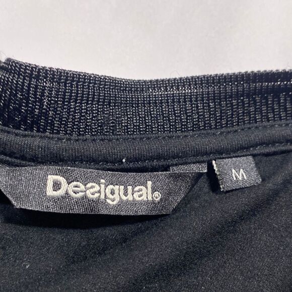 Desigual 3/4 Sleeve Ivette V-Neck Embellished Tee  Top Black M‎ - Picture 11 of 11